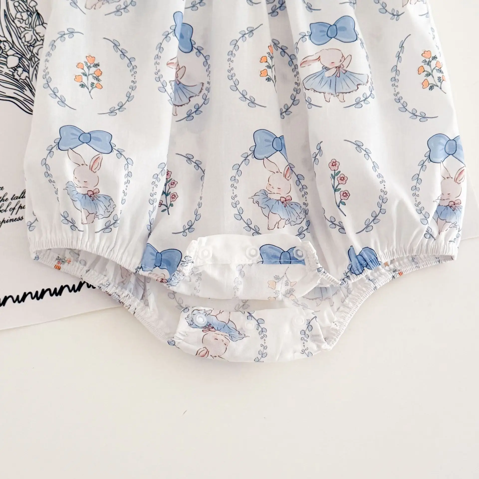 Cute Bunny Print Baby Girls One Piece Bodysuit