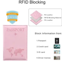 Couverture de passeport en cuir PU pour hommes et femmes, organisateur, porte-carte de protection, couvertures de documents d'identité, carte du monde, étui de passeport de voyage 5