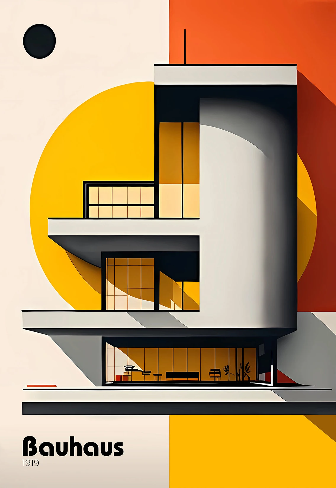 Minimalist Bauhaus Architecture Abstract Canvas Art