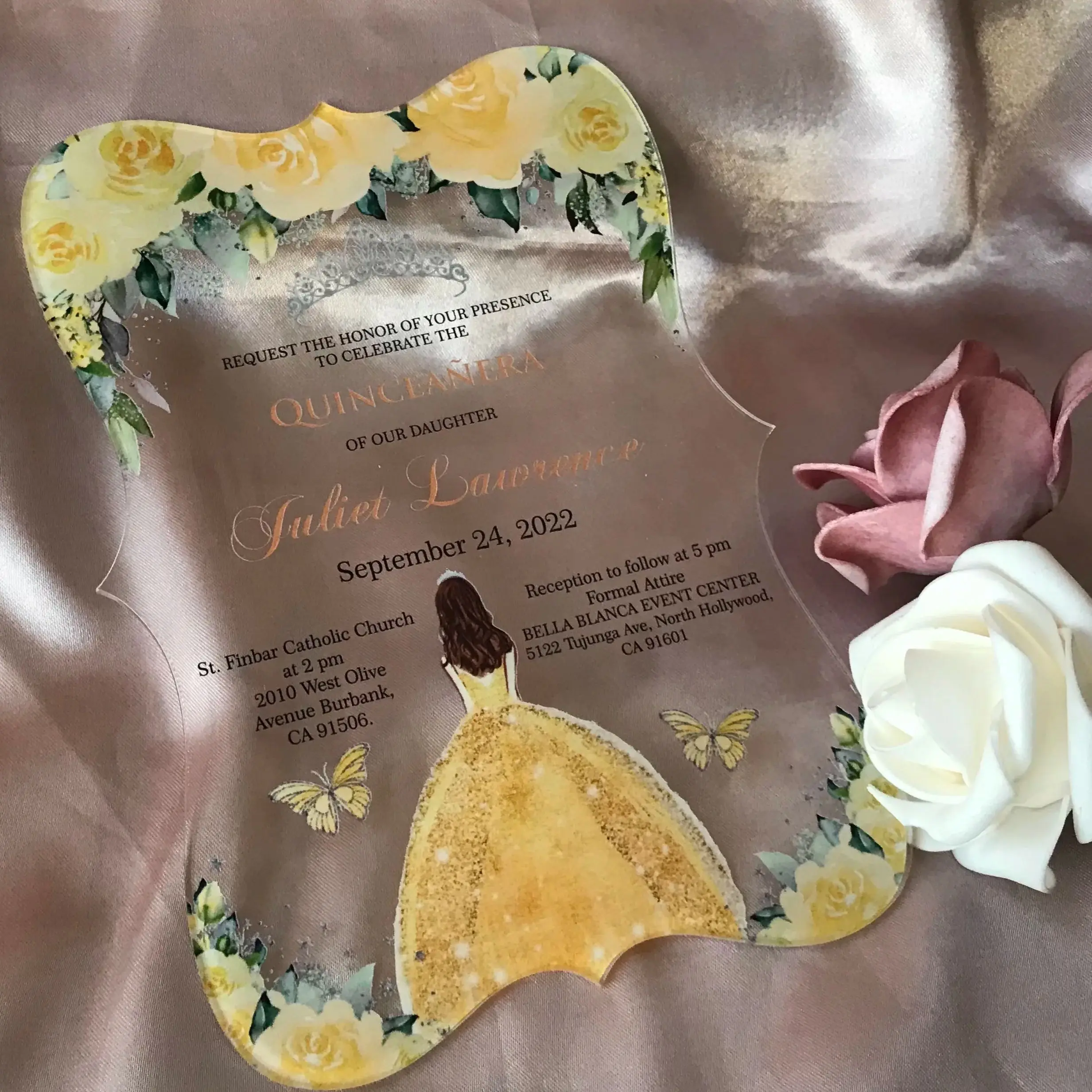 

Прозрачное акриловое приглашение Quinceanera для вечеринки для девочек, прозрачное приглашение на день рождения, Свадебное приглашение, на заказ, 10 шт.