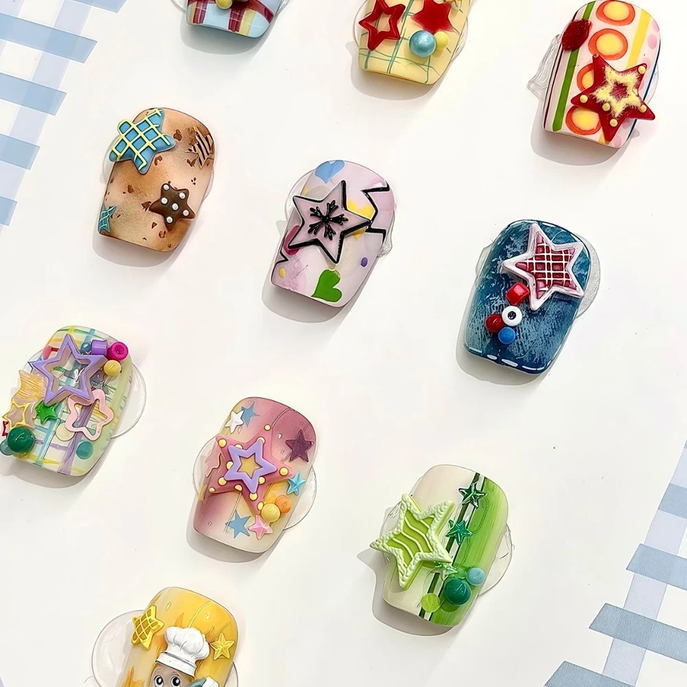 슈퍼 귀여운 별 모양 네일 몰드, 매니큐어 참 장 실리콘 멀티 쉐이프 몰드, DIY 네일 데코레이션 부품, 별 스탬핑용