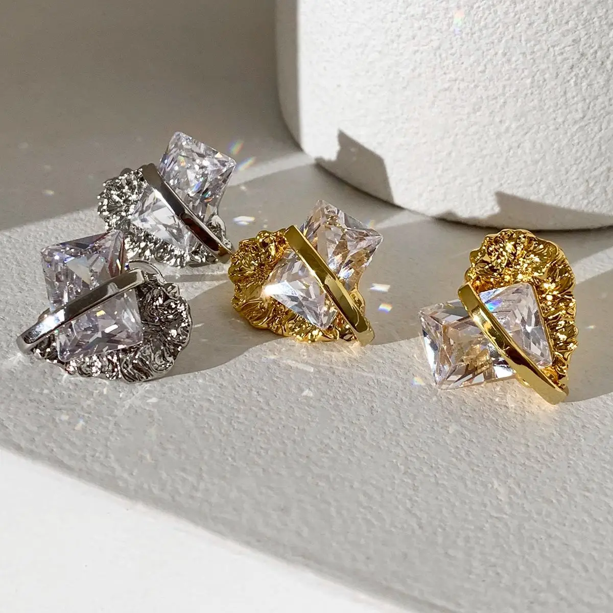 Earrings for Women Geometric Zircon Irregular Metal Lava Rhinestone