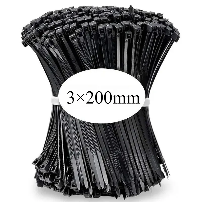 100 PCS Self-locking Plastic Nylon Tie Black Fastening Strap Cable-Tie-Set Cable Zip Tie Fastening Ring Zip Wraps Strap Tie image 8