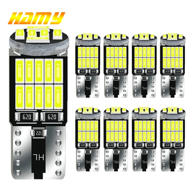 10 PCS T10 W5W 194 LED Signal Light Canbus 12V 24V 7000K White 4014 SMD Car  Interior Dome Door Maps Trunk License Plate Lamps - AliExpress