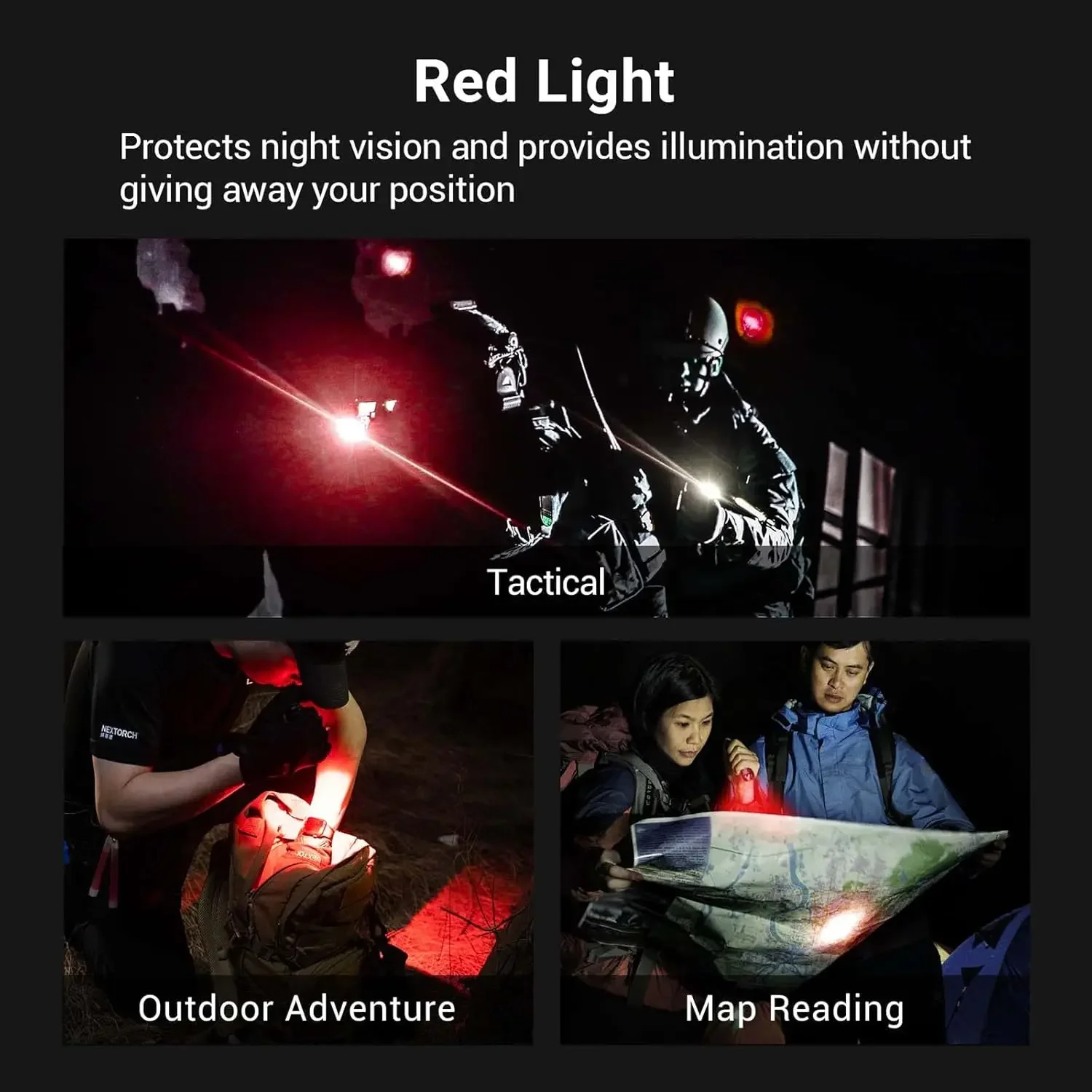 NEXTORCH TA21 세트 전술 손전등 고루멘, 1300루멘 백색광 및 적색광 충전식 손전등