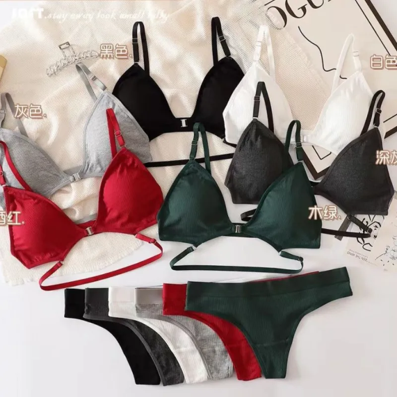 Front Closure Bras Set Women Sexy Lingerie Backless Bra Low Waist ...