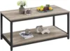39.5" 2-Tier Coffee Table with Storage Shelve, Industrial Gray Coffee Table, Easy Assembly, Wooden Coffee Table 1