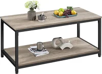 39.5" 2-Tier Coffee Table with Storage Shelve, Industrial Gray Coffee Table, Easy Assembly, Wooden Coffee Table 1