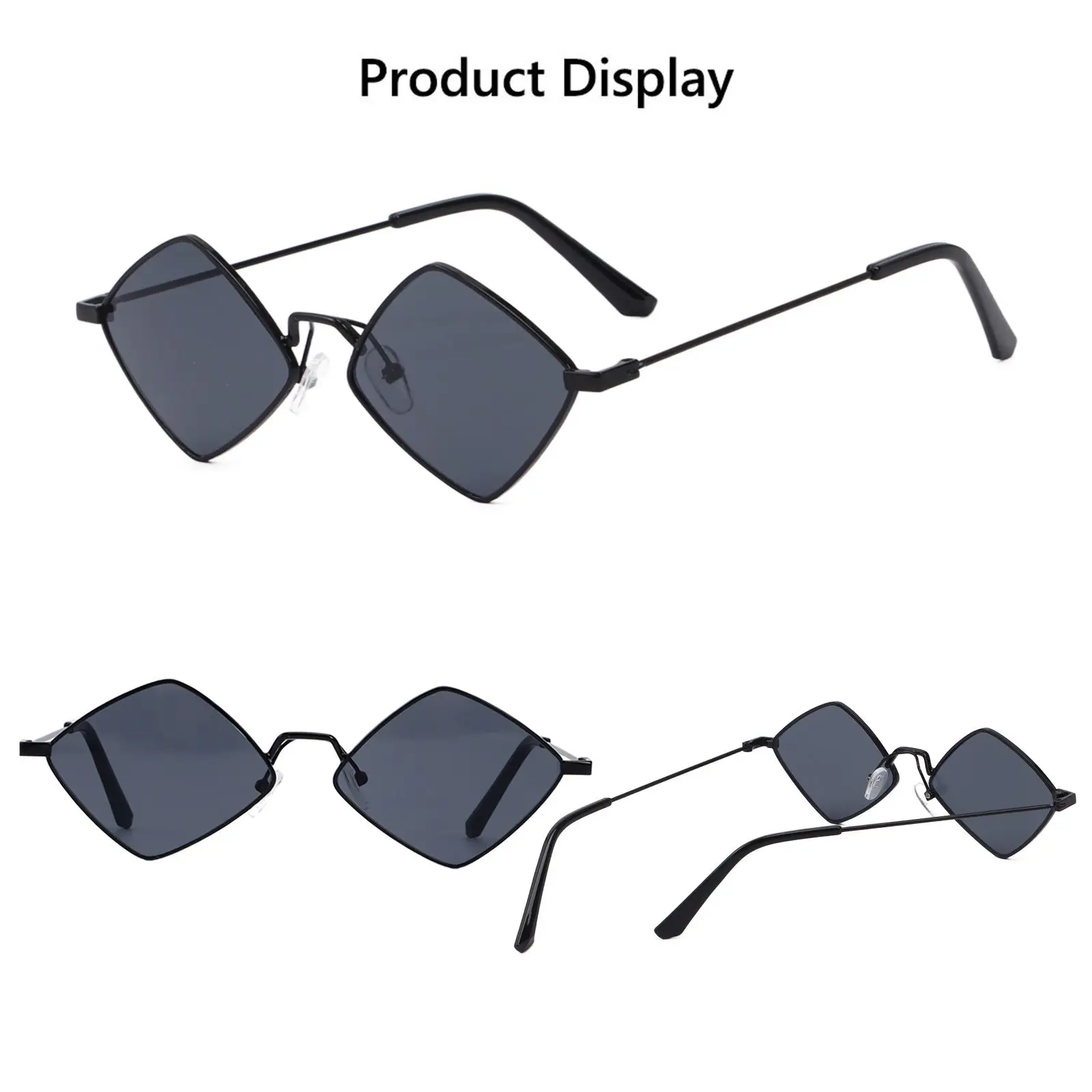 Chic Retro Diamond Sunglasses with Small Metal Frame & UV Protection