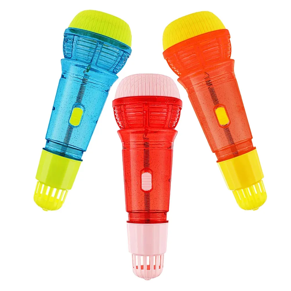어린이를위한 3Pcs 플라스틱 가짜 마이크 척 놀이 노래 마이크 경량 무대 공연 파티 소품 척 마이크