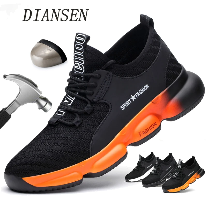 Diansen Men Women Non Slip Work Shoes Steel Toe Safety Boots European
