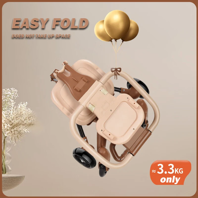 Baby Stroller for Toddler One-click Folding Lightweight Stroller Two-ways Baby Strolling Cart with Canopy Swivel Front Wheel 4