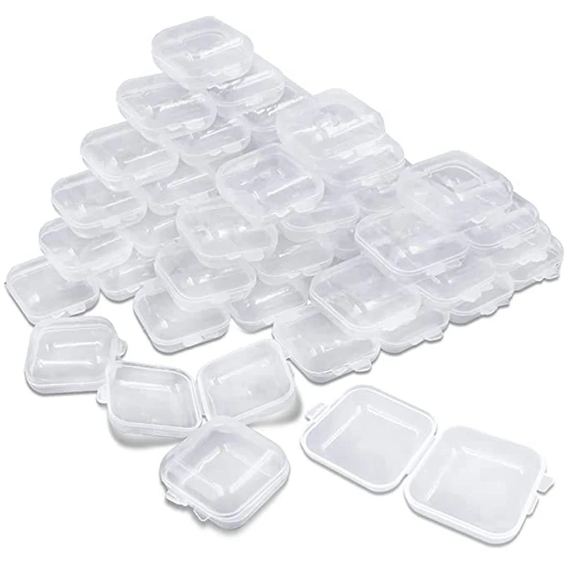 

100 упаковок, небольшие прозрачные пластиковые контейнеры для хранения, емкость с крышками для мелких предметов и других поделок