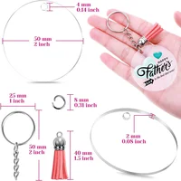 40PCS Acrylic Clear Circle Discs Keychain Set with Leather Tassel Pendant Jump Rings for Vinyl Kit DIY Keychain Vinyl Crafting 5