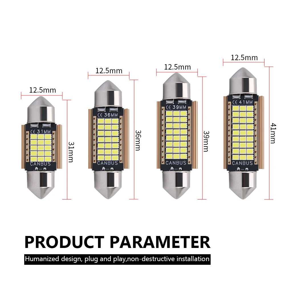 1x C10W C5W LED Canbus Festoon 31mm 36mm 39mm 42mm For Car Bulb Interior