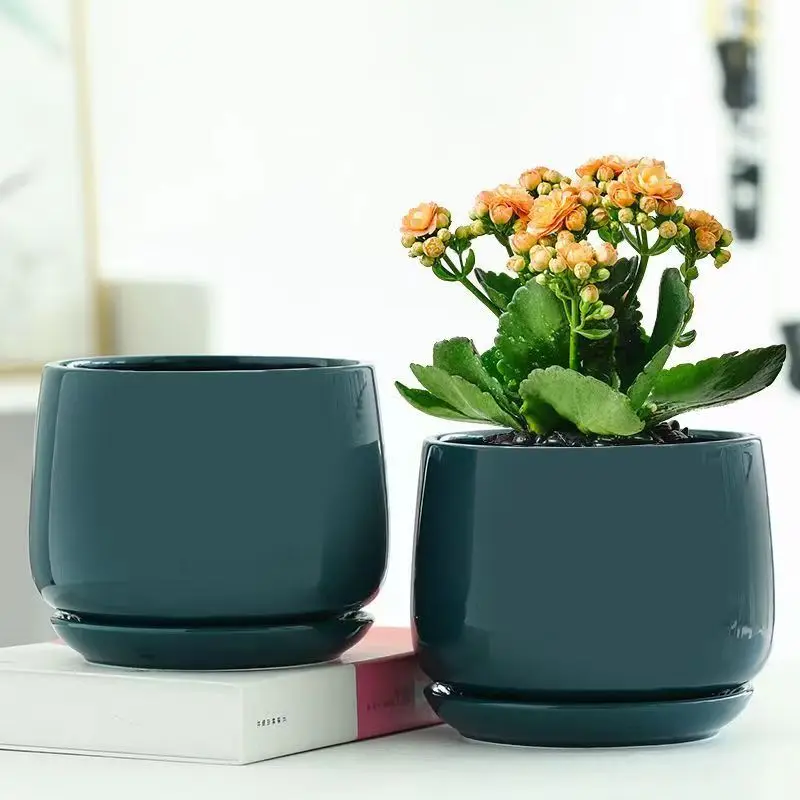 Ceramic Flowerpot Creative Large And Extra Large Flowerpot With Tray Household Balcony Nordic Simple Home Decoration flower pot hydroponic flower pot plant pot