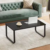 Table basse moderne rectangulaire en verre trempé, table à thé centrale pour salon avec cadre en métal, table d'appoint pour réception 2