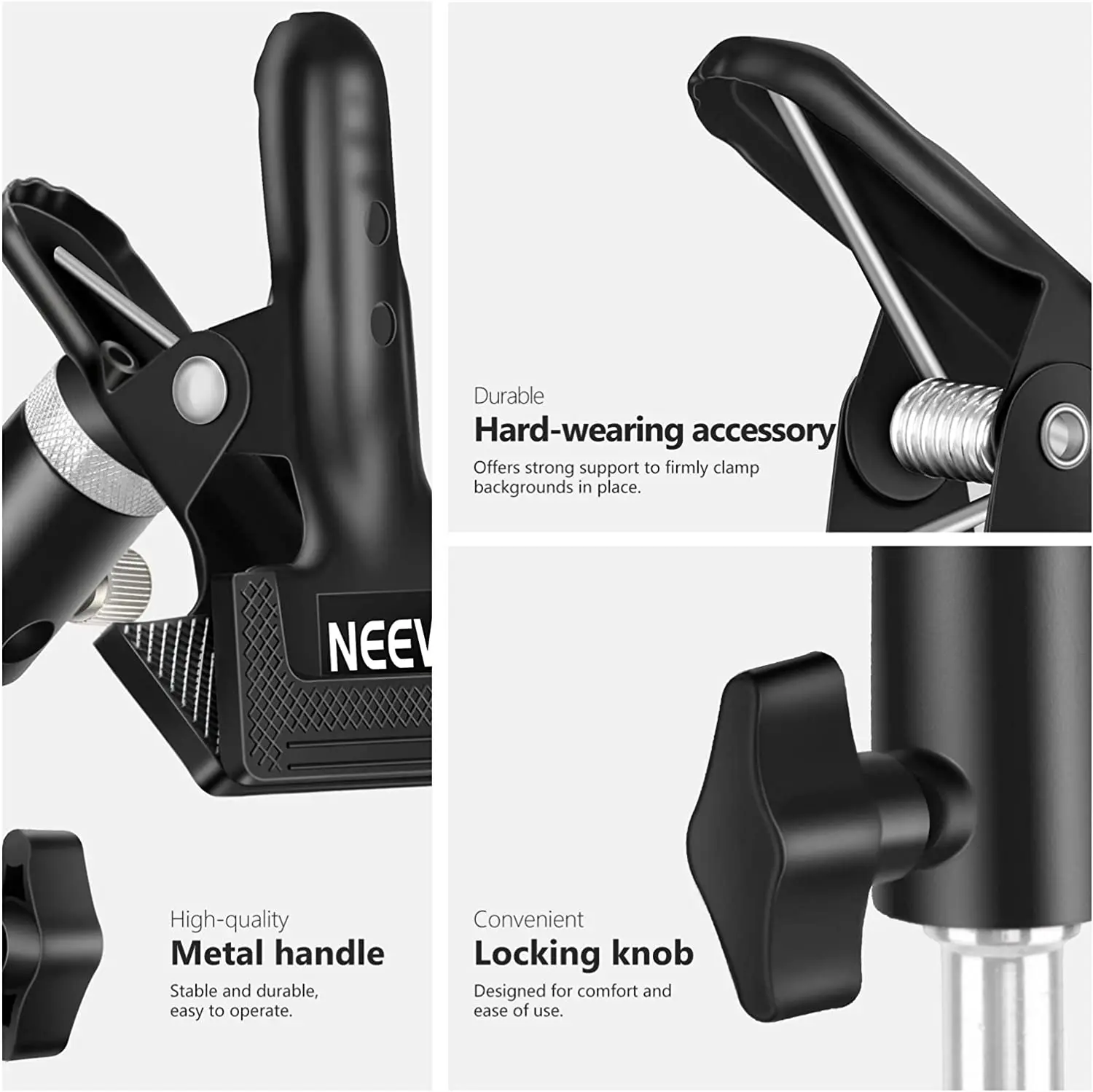 NEEWER Photo Studio Heavy Duty Metal Clamp Holder with 5/8" Light Stand Attachment for Reflector
