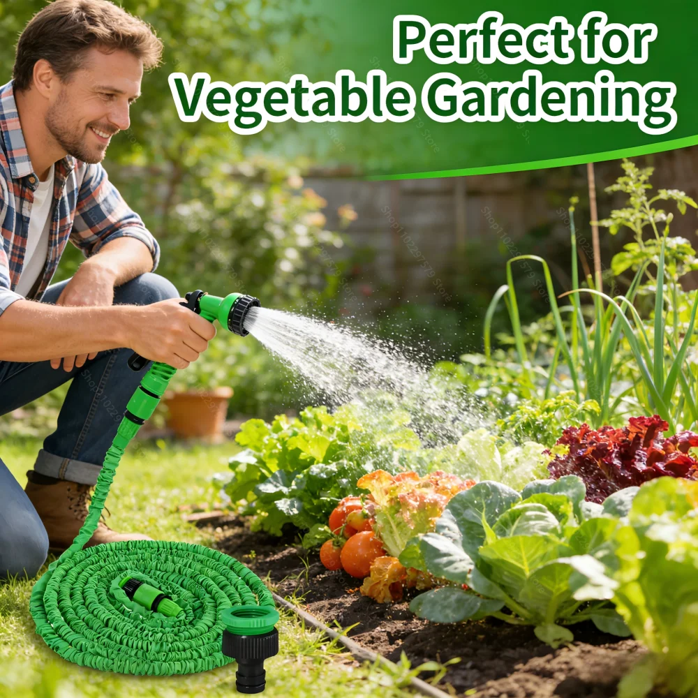 Retractable Magic Hose with High-Pressure Water Gun for Car Washing Garden Watering Multi-Function Cleaning Sprayer for Outdoor 3