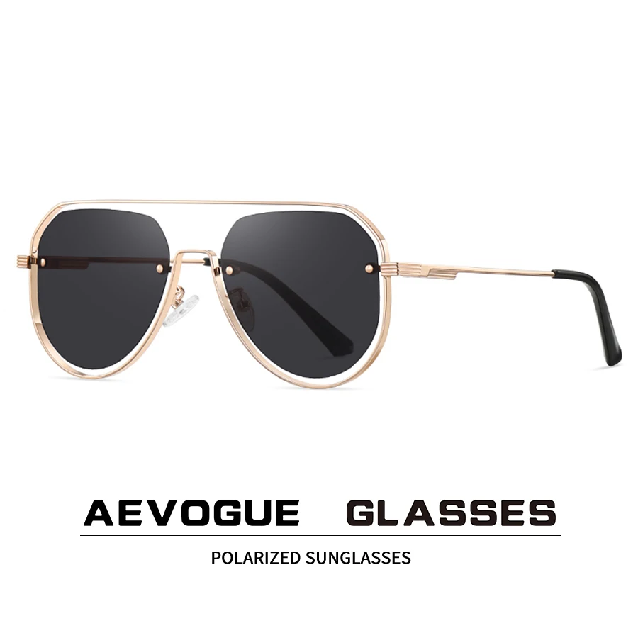 

AEVOGUE New Polarized Sunglasses Men Double Beam Metal Frame Sunglasses Outdoor Sports Fishing Driving UV400 AE1563