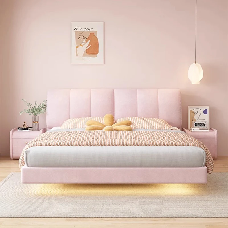 

Queen Designer Light Bed Bedroom Soft Modern Girl Human Children Bed Design Sleeping Muebles Para Dormitorio Nordic Furniture