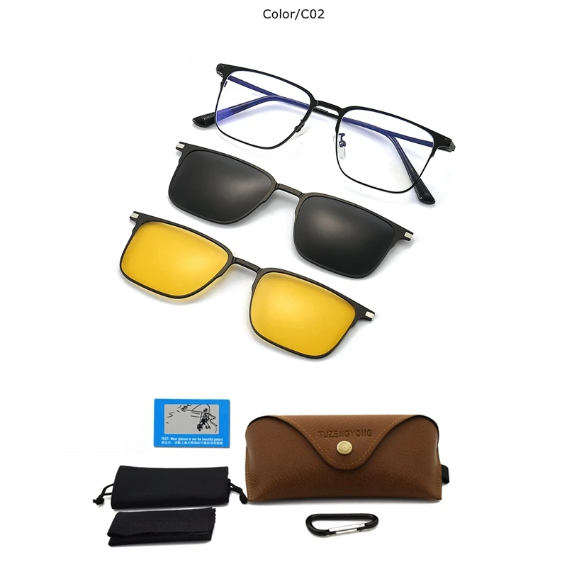 Classic Square Metal 3 In 1 Magnet Clip On Gl Frame Polarized Sungl For Men Women 2023 Nuovo computer ottico_voghion.com