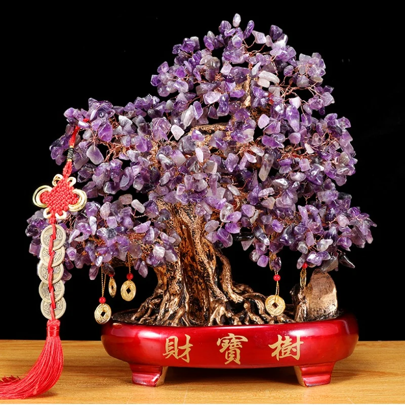 Natural amethyst fortune tree decoration living room television cabinet home decoration crafts gifts desk decoration Wedding