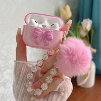 For Airpods Pro3/Pro2/Pro Case Cute Glitter Bowknot Crystal Earphone Protective Cover Pendant For Airpods 4/3/1or2 Earbuds Case 3