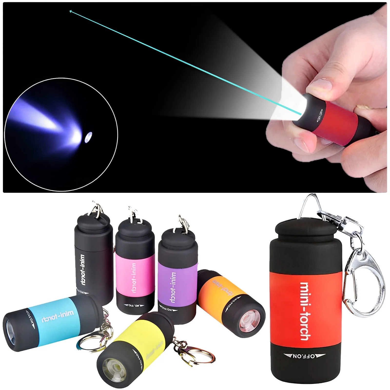 미니 LED 키체인 손전등, USB 충전 포켓 토치 램프, 휴대용 방수 손전등, 야외 캠핑 하이킹 밝은 빛