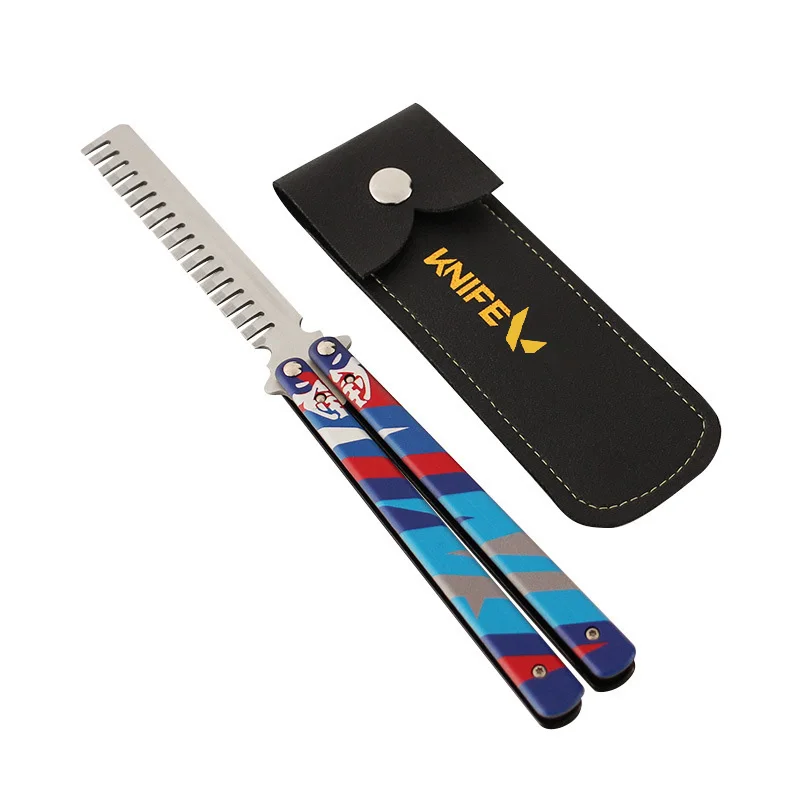 Game Knife Cosplay Toy Cosplay Prop Valorant Weapon Yoru's Butterfly Comb Melee Game Peripheral 23cm Metal Balisong Trainer Model Weapon Gifts Toys for Boys