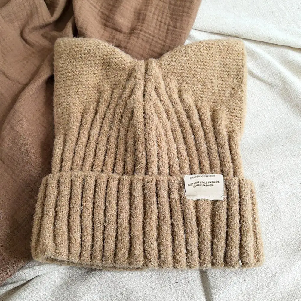 Katzenohren-Mütze, Wintermütze, warme Strickmütze mit winddichtem, verdicktem, süßem, vielseitigem Pullover, Strickmütze für Damen und Mädchen – Detail 17