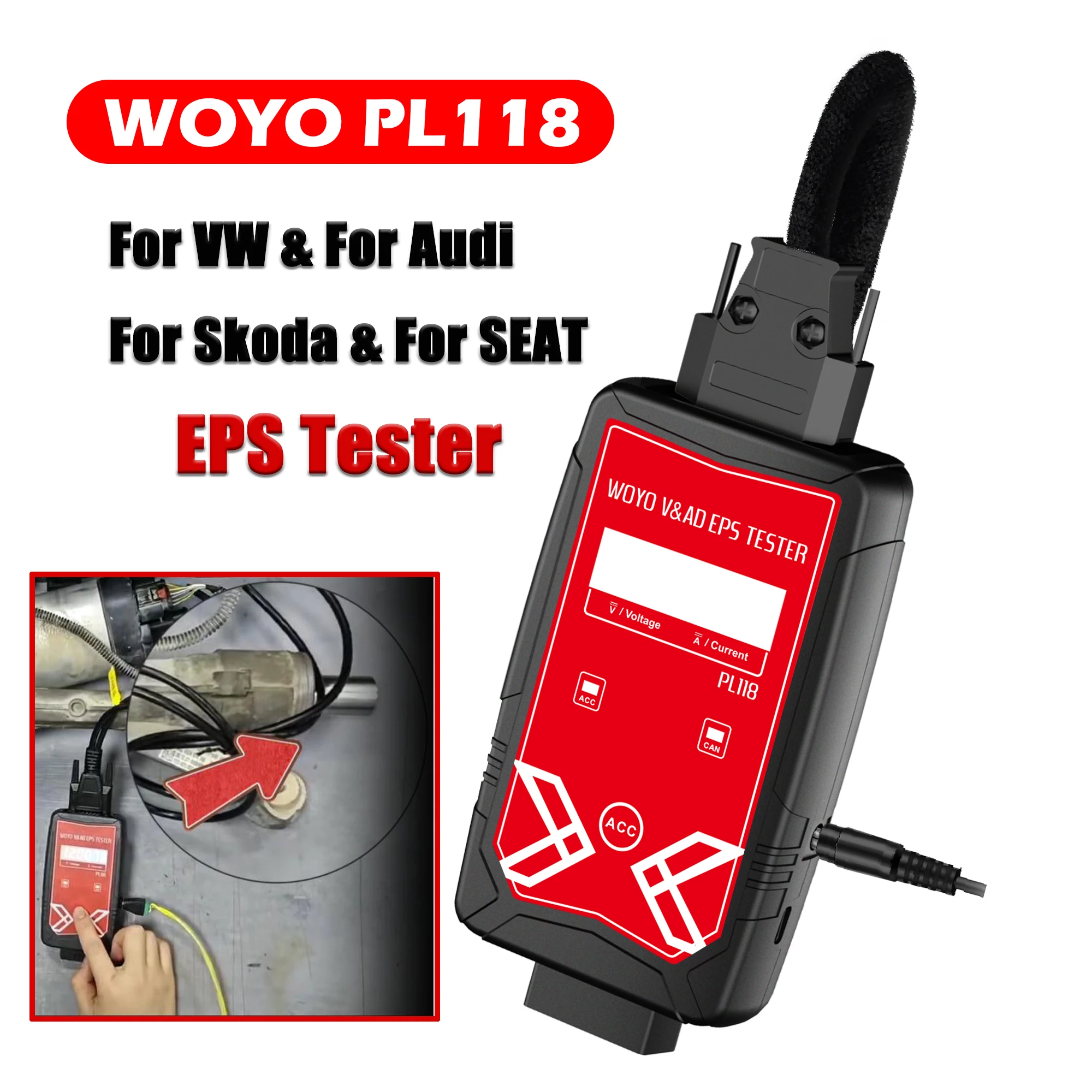 Para vw & para audi testador de motor de direção hidráulica woyo pl118 eps detector para volkswagen id golf para audi a3/q4 eps testador no banco