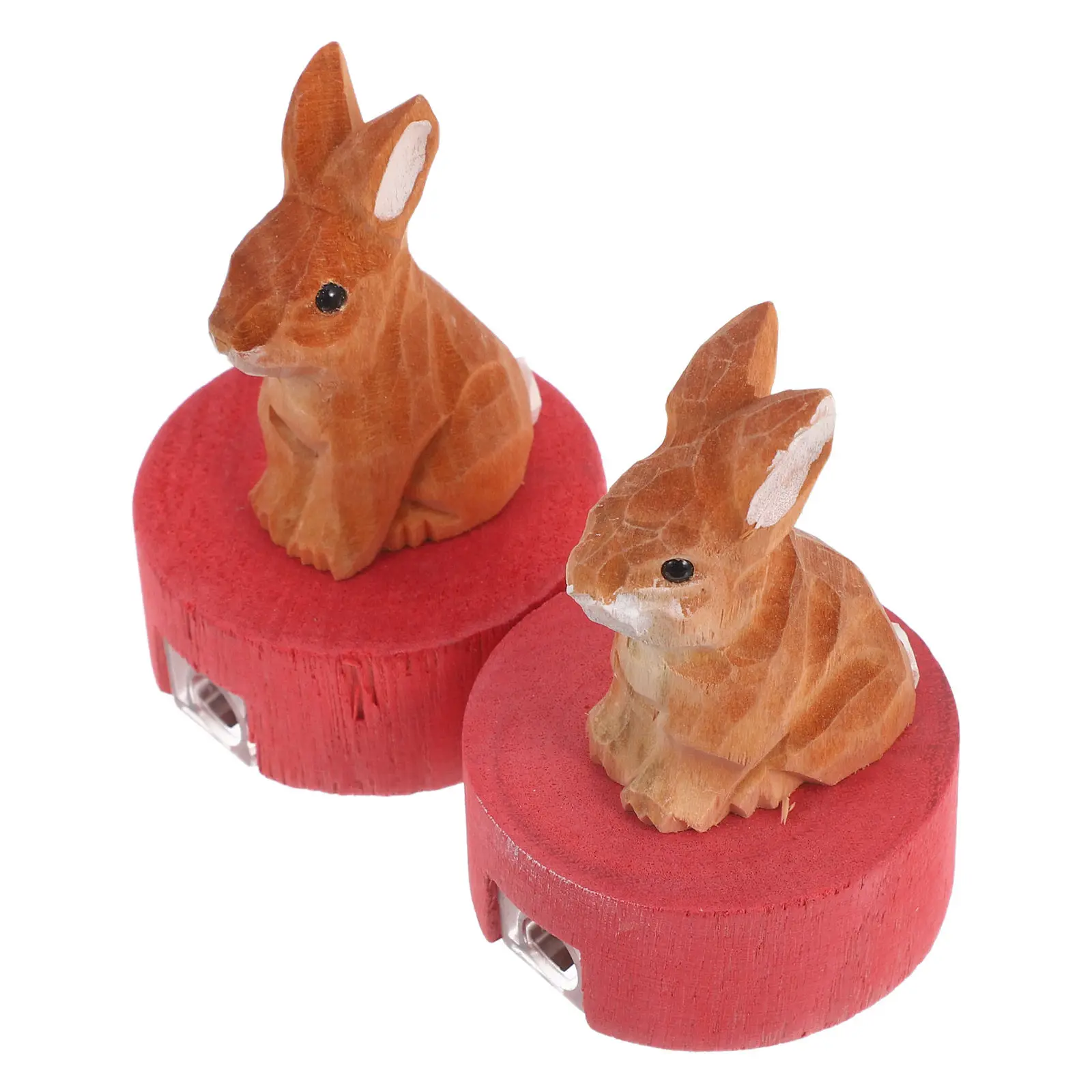 2Pcs 나무 토끼 연필 깎이 학생을위한 수동 핸드 헬드 소형 휴대용 깎이 교실 문구