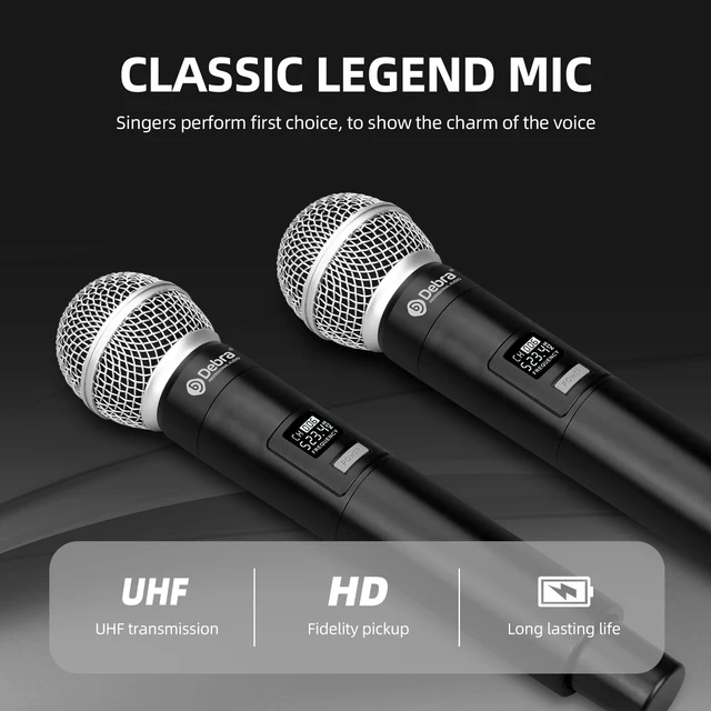 Microfono Senza Fili D Debra UBR-102 Doppio - Portata 80m, Anti-Rumore, Per Karaoke E Eventi - Foto 6