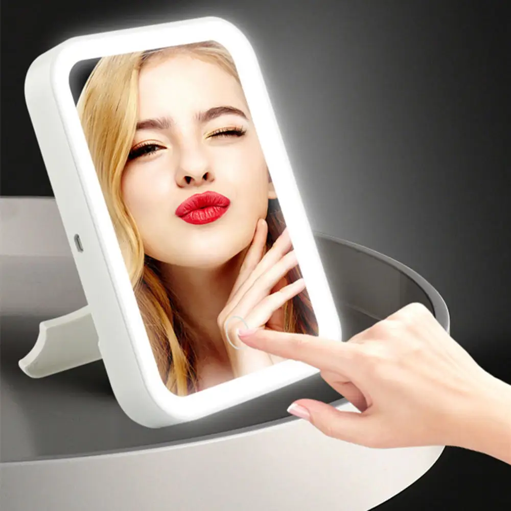 MakeupMirrorLEDLightCosmeticMirror27LedLightPortableFolding