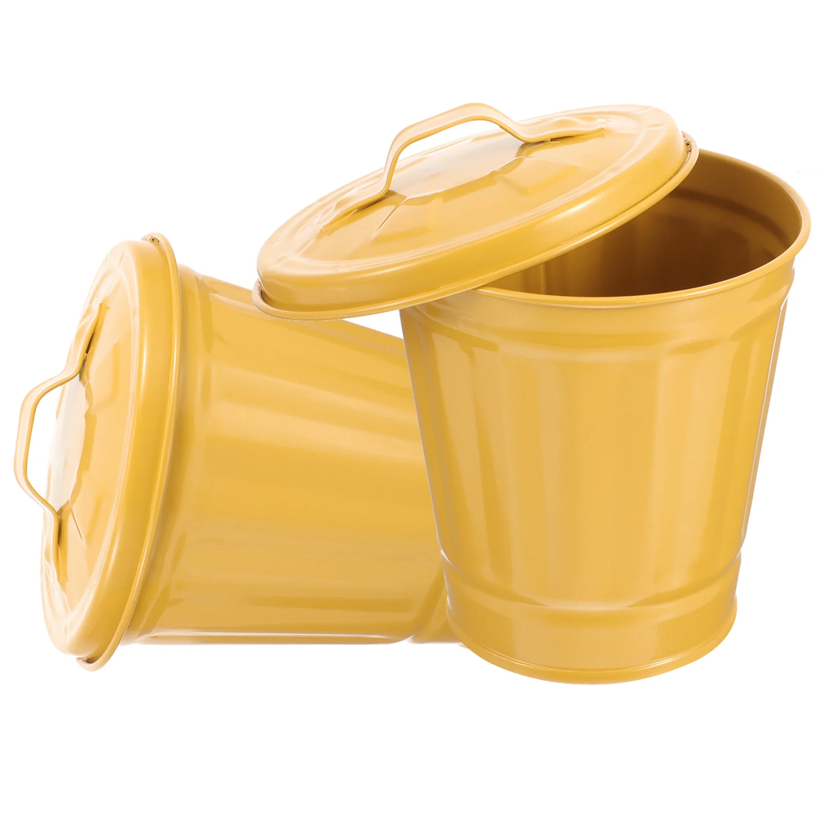 

Mini Waste Garbage Can Lid Countertop Trash Bin Table Waste Paper Basket Wastebasket Pen Pencil Holder Pot Office Bedroom Yellow