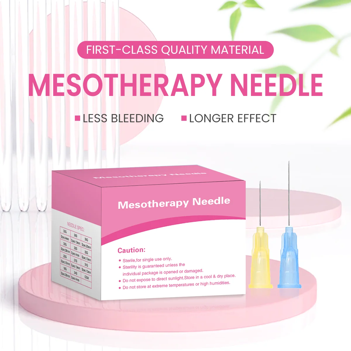 Painless Small Meso Needle Stainless Steel Disposable Sterile Micro 23G 25G 27G 30G 34G Needle for mesotharapy
