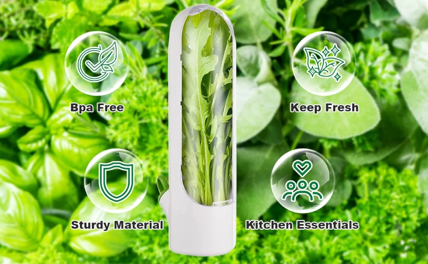 Herb Saver for Refrigerator Fresh Herb Keeper Pod Containers Cilantro Parsley Asparagus Keeps Vegetables Fresh for 2-3 Week food storage container food storage box storage box kitchen storage box food storage pots