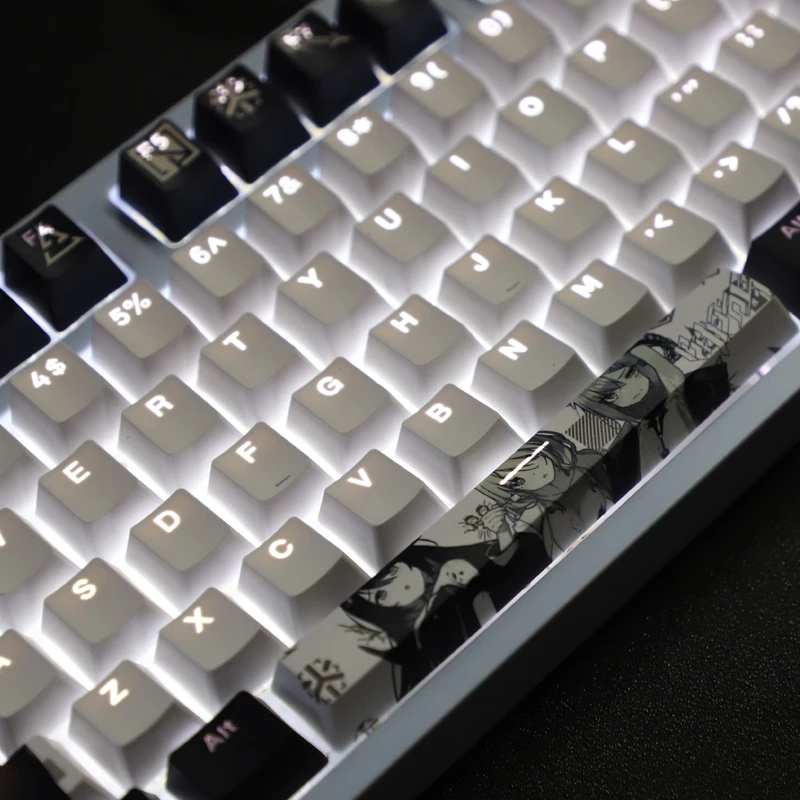 Chaves Pbt Lados Corante Subbed Keycaps Anime dos Desenhos Animados Gaming Keycap Backlit Arknights para Ansi 61 87 104 108 Layout 108 - Imagem 5