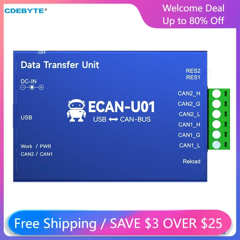 CAN2.0 CAN to USB Protocol Converter CDEBYTE USB2.0 CAN to BUS 2-way Transparent Transmission Communication Transceiver ECAN-U01 cdsenet ecan s01 can 2 0 to serial ttl protocol converter modbus rtu conversion transparent transmission communication module