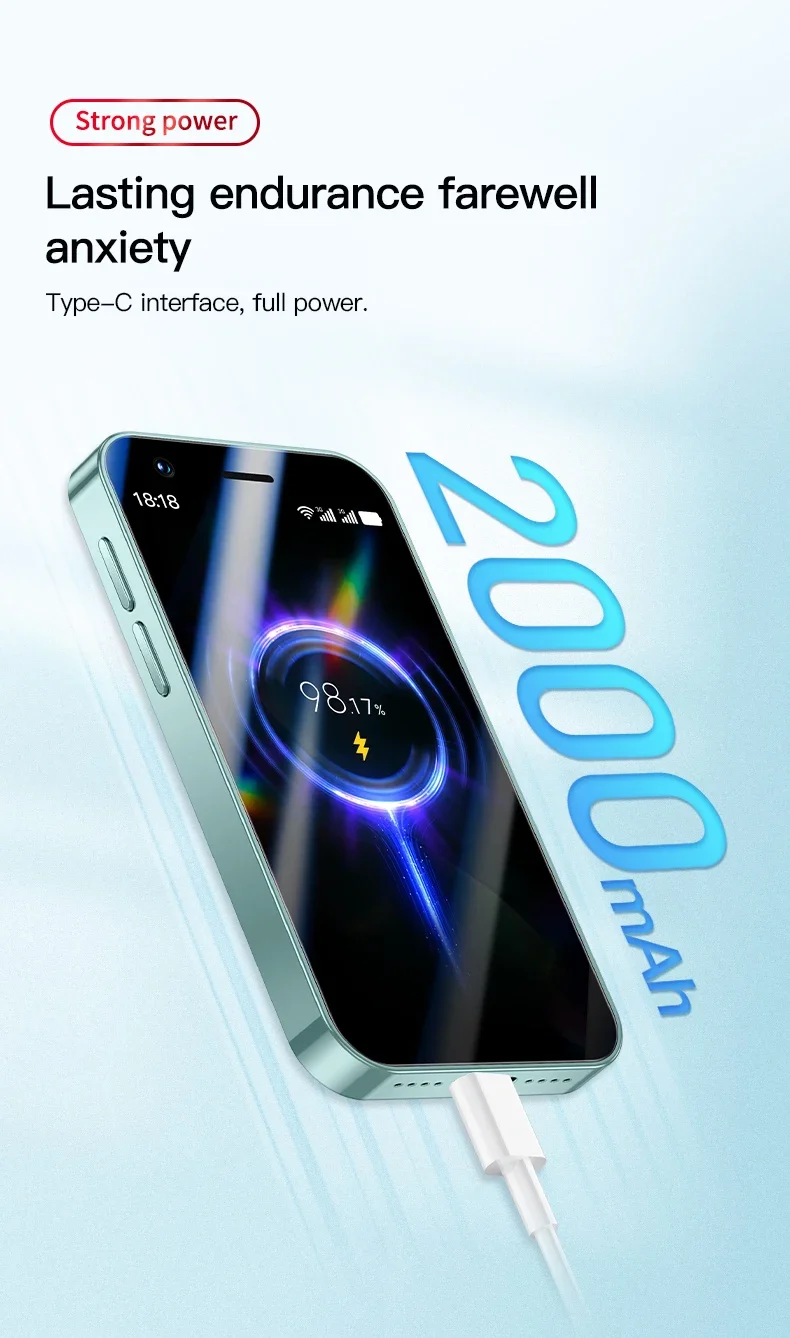 Teléfono Inteligente Mini FUFFI F8 Pro, Teléfono Android con Face ID, Portátil, Mini Celular de 8.1 Pulgadas HD, 16 GB de ROM, Batería de 2000 mAh