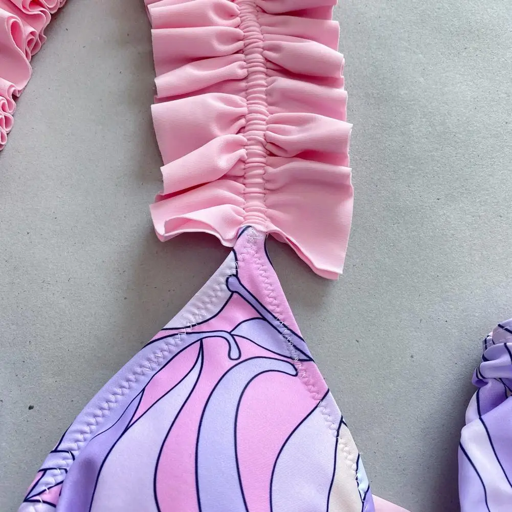 3Pcs Women Bikini Women Swimsuit 2024 Halter Bra Lace-up Briefs Skirt Set Swimming Suit Bathing Suit trajes de baño mujer
