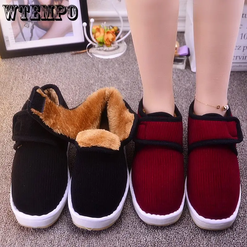 

WTEMPO Women Winter Fleece Thickening Plush Warm Snow Shoes Cotton Shoes for Women Sherpa Plus Size Winter Shoes