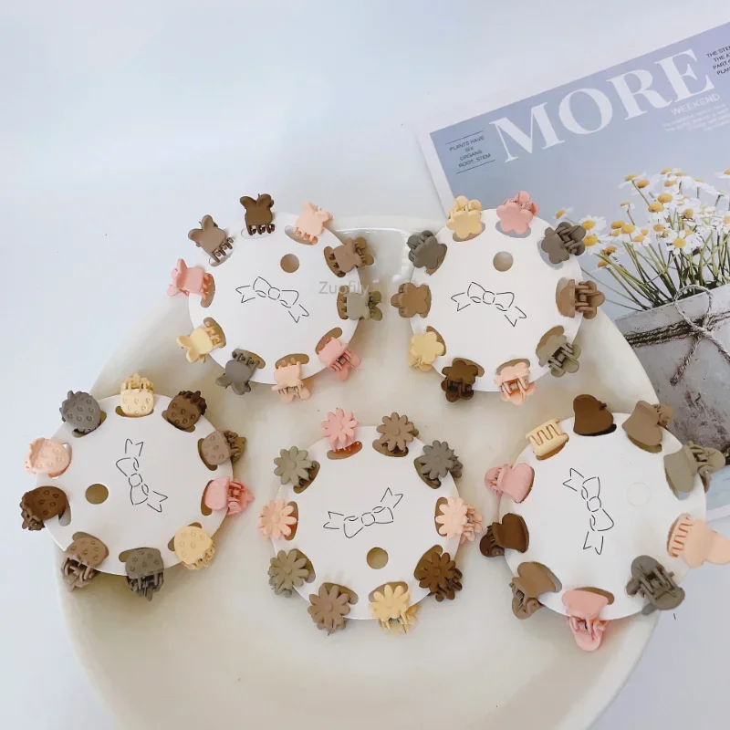 10Pcs Baby Girls Cute Colorful Flower Star Crown Small Hair Claws Lovely Hair Decorate Claw Clips Hairpins Kids Accessories