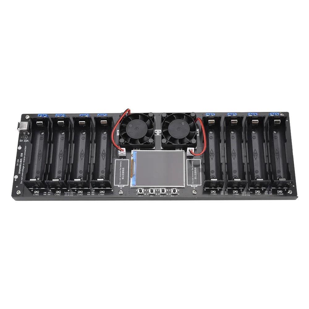 8 Channels 18650 Lithium Battery Capacity Tester 2.4-inch Color Screen Digital Battery Power Detector Module DC5V 10A Automatic