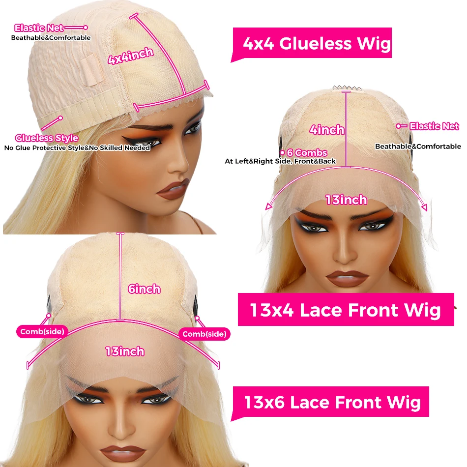 Body Wave Blonde 613 Hd Lace Frontal Wig 13x6 Human Hair Brazilian Glueless 4x4 Lace Preplucked Human Wigs Ready To Go For Women