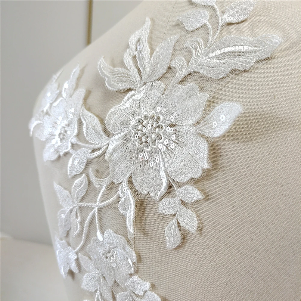 Embroidery Wedding Dress Beading Diy Lace Fabric Embroidered
