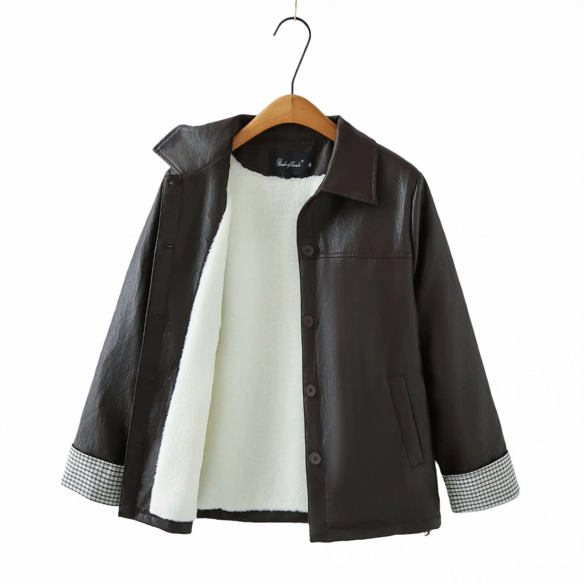 XXXXL Fashion Plus Size Women's Leather Jacket New Winter Oversized Clothing Style With Fleece Warm Windproof Lapel Coats 2532