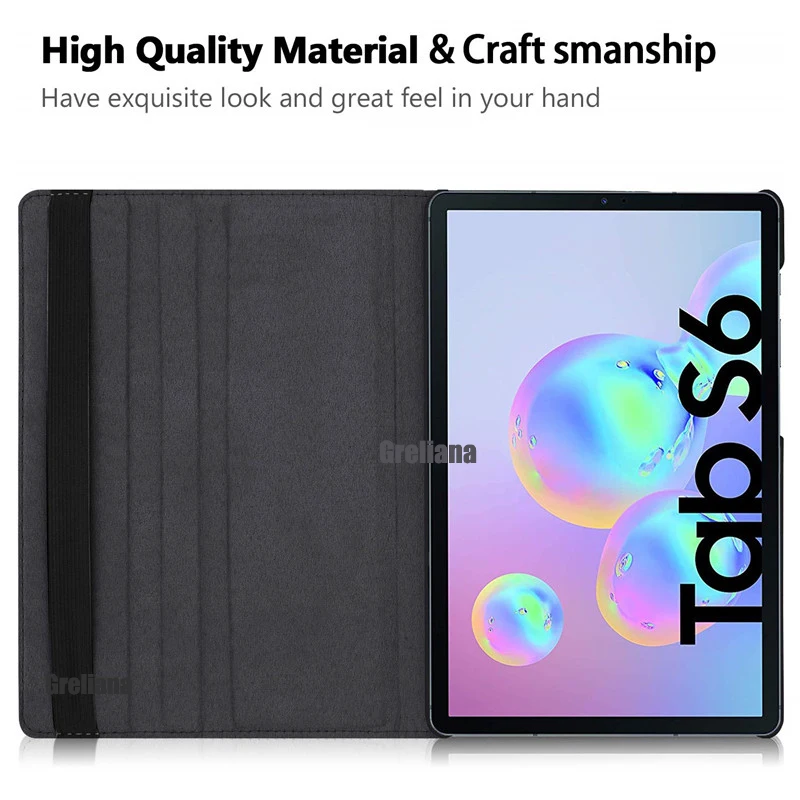 Tablet Case For Samsung Galaxy Tab S6 10.5 T860 T865 360 Rotating Folio Flip Stand Pu Leather Cover