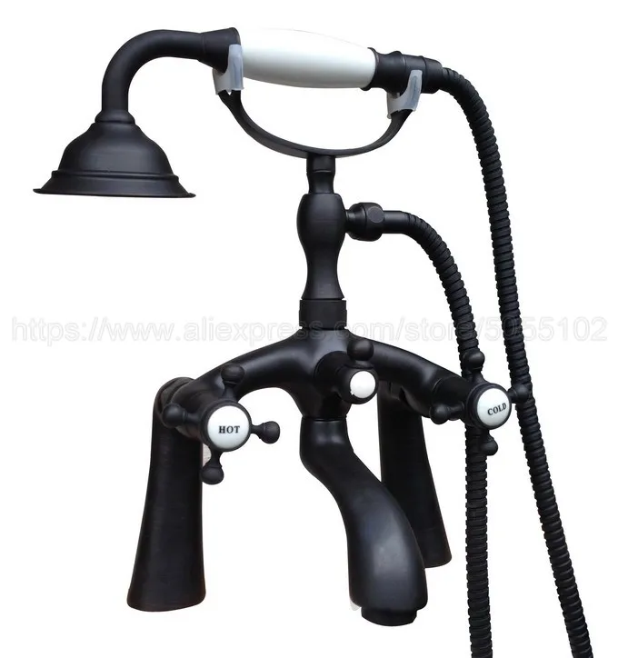 

Смеситель для ванны с креплением на раковину, Бронзовый Смеситель для ванны с масляной прокладкой и ручной душевой лейкой, смеситель с двойной ручкой ztf510